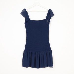Aritzia Wilfred Eldorado Smocked Dress Navy NWT
